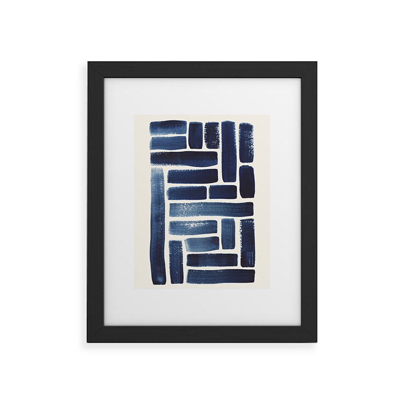 Blue Strokes Pattern 1 by Pauline Stanley - Framed Art Print Classic Black 24" x 36" - Image 0