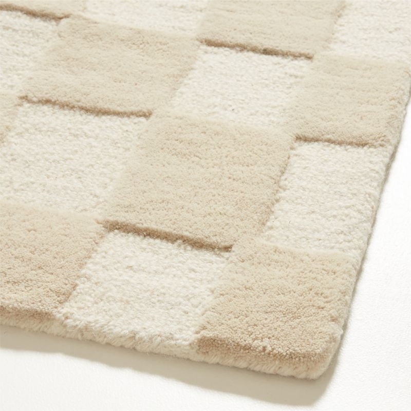 Imperfect Checkerboard Wool Calm Beige Kids Area Rug 8'x10' - Image 3
