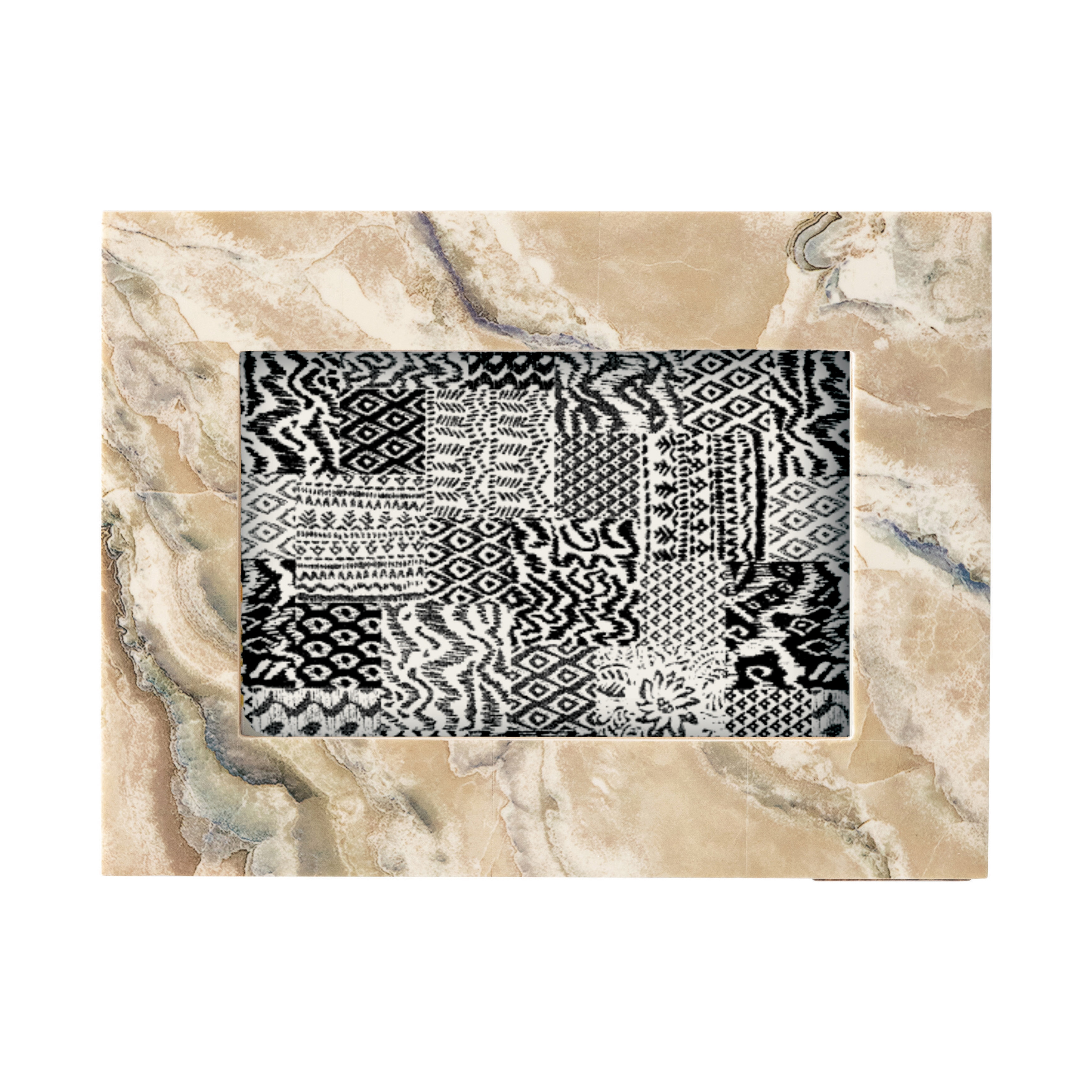 Resin & MDF Photo Frame, Marbled Cream Color Finish (Holds 4" x 6" Photo) - Image 0