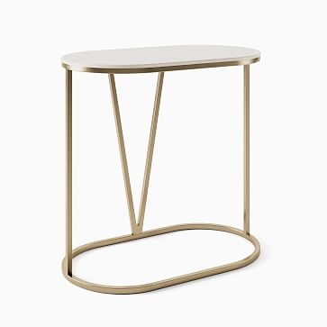 Rivera C-Table, White Quartz, Brass - Image 1