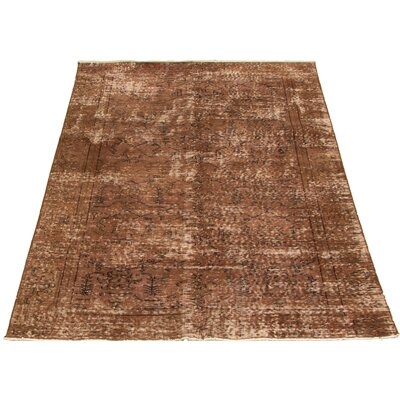 One-of-a-Kind Hand-Knotted 1980s Brown 4'9" x 7'10" Wool Area Rug - Image 0