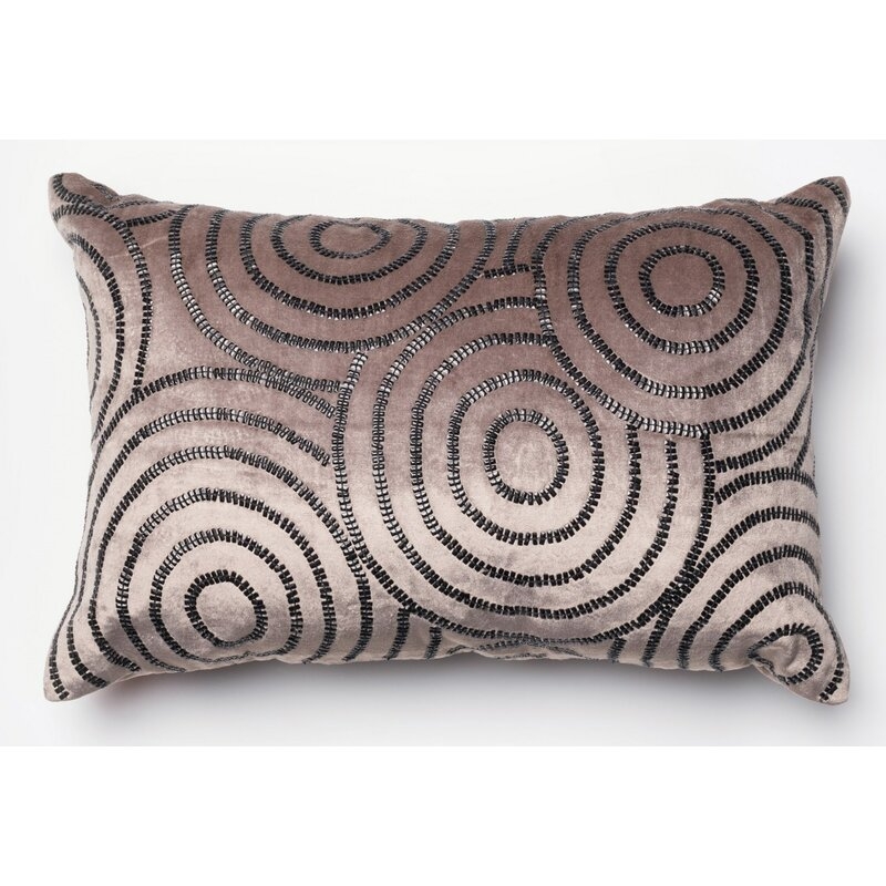 Velvet Down Geometric Lumbar Pillow Color: Chorcoal/Black - Image 0