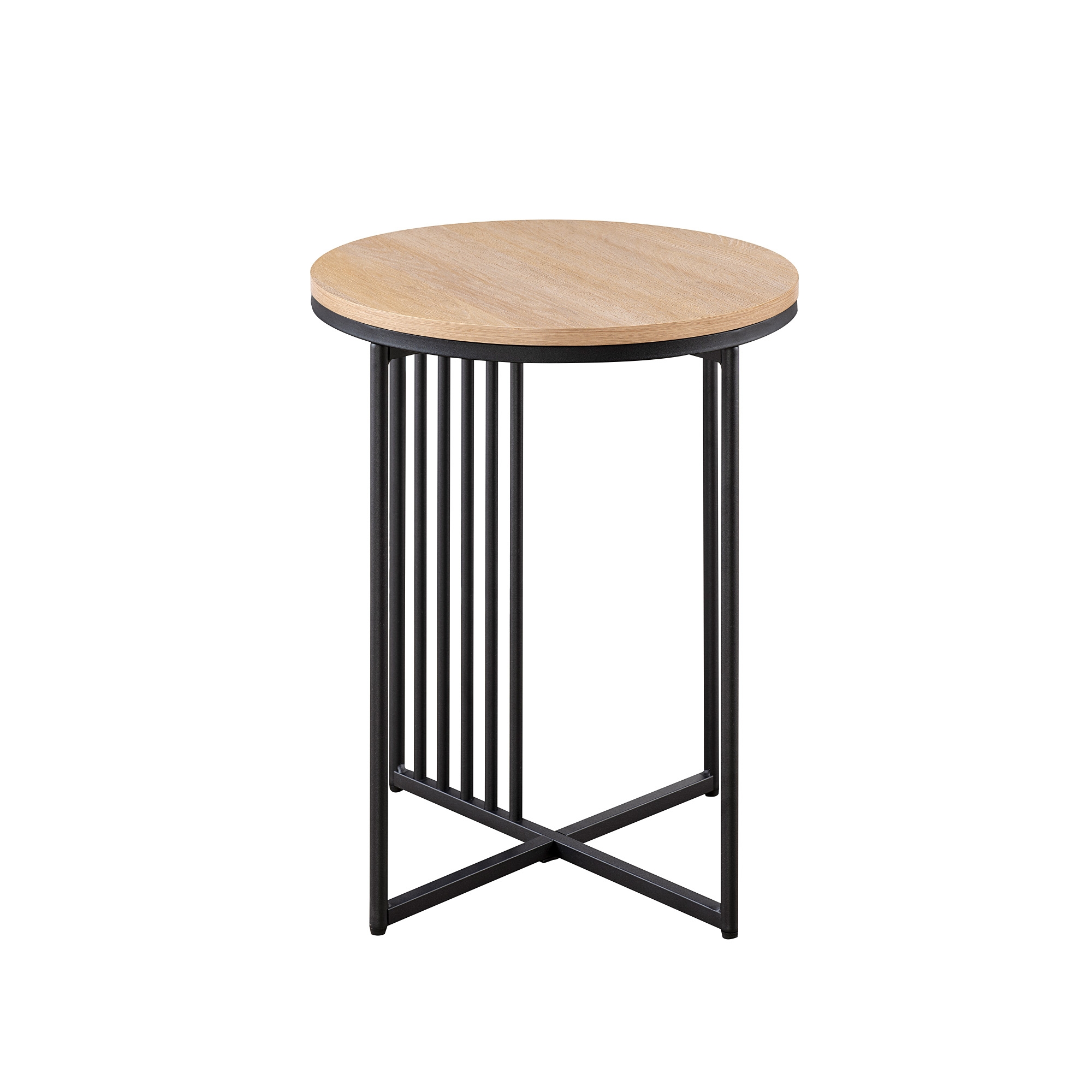 Minimalist Metal Slatted Side Table - Coastal Oak / Black - Image 6