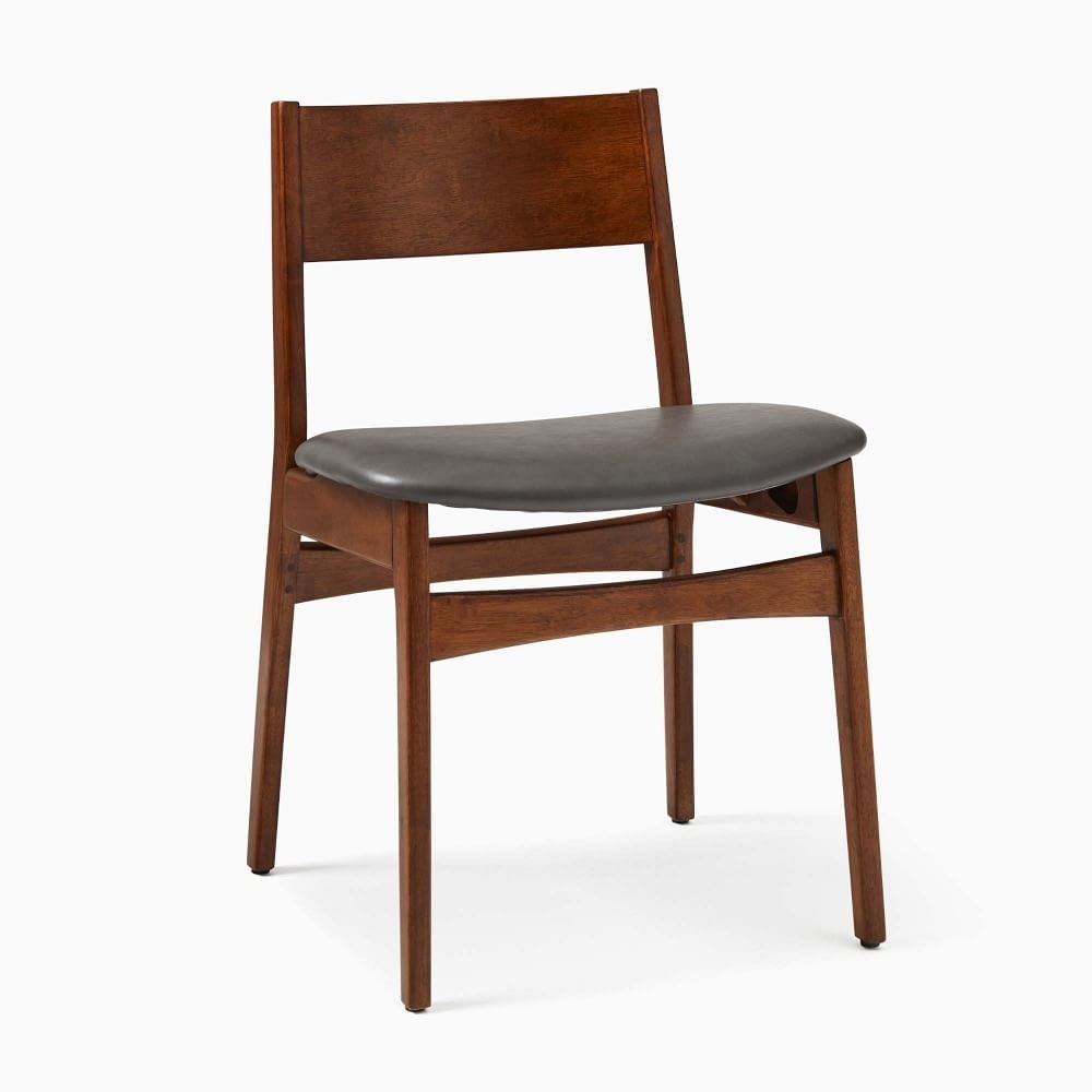 Baltimore Dining Chair, Vegan Leather, Cinder, Walnut, Set of 2 - Image 0