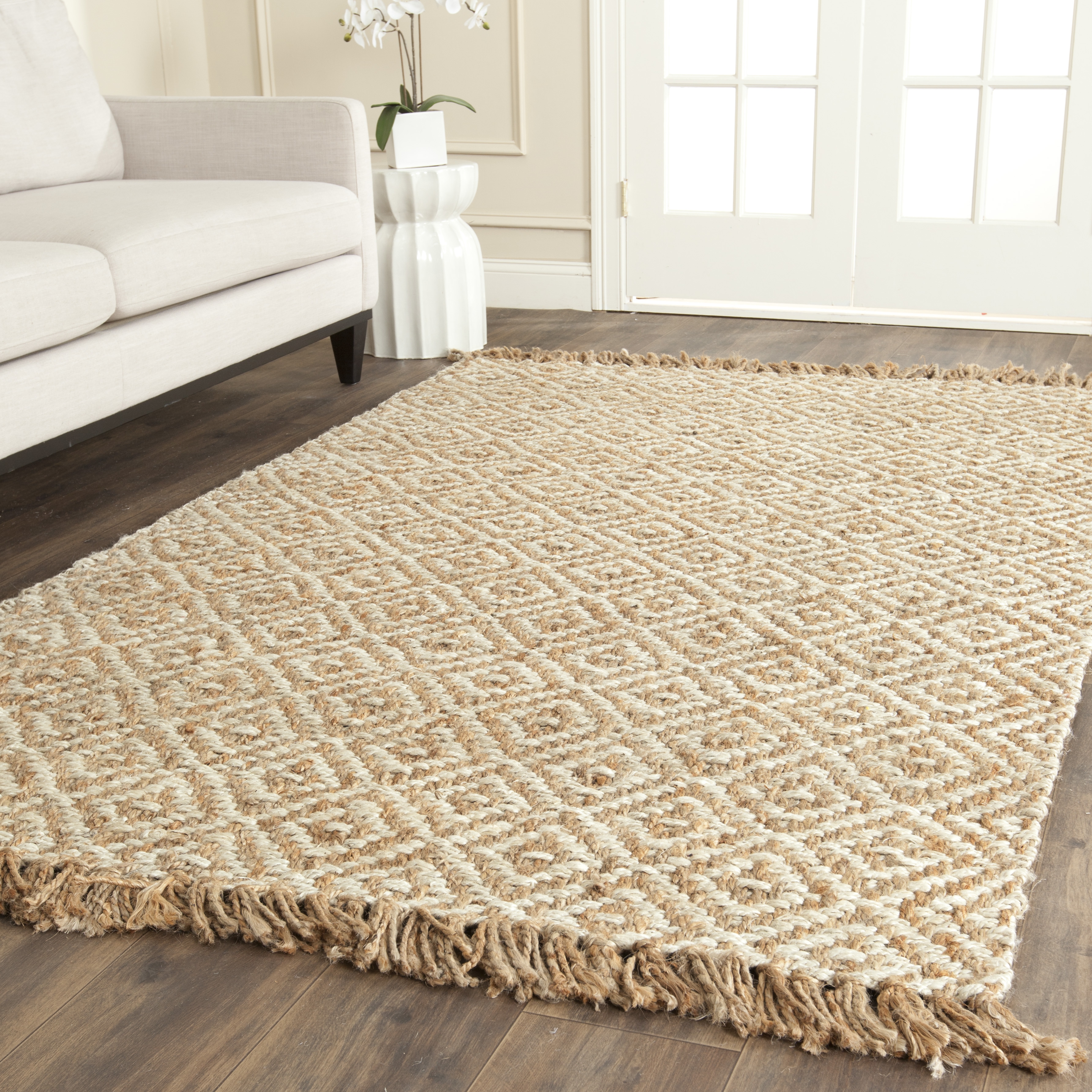 Arlo Home Hand Woven Area Rug, NF450A, Natural/Ivory,  6' X 9' - Image 1