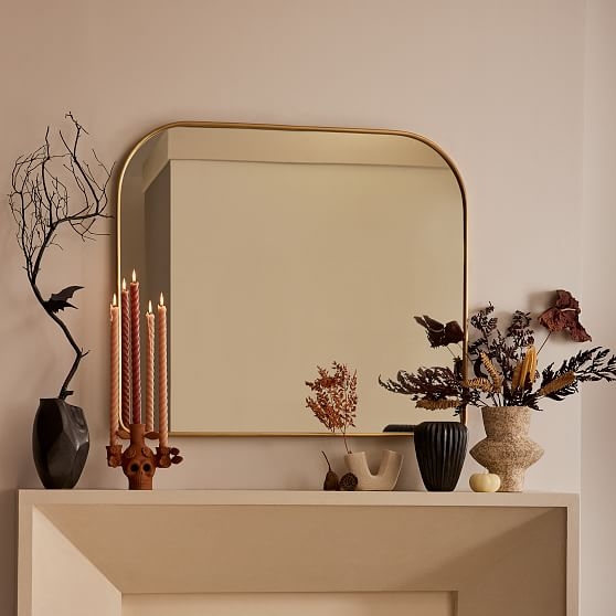 Streamline Wide Arch Mirror, Antique Brass, Metal, 42"x36" - Image 0