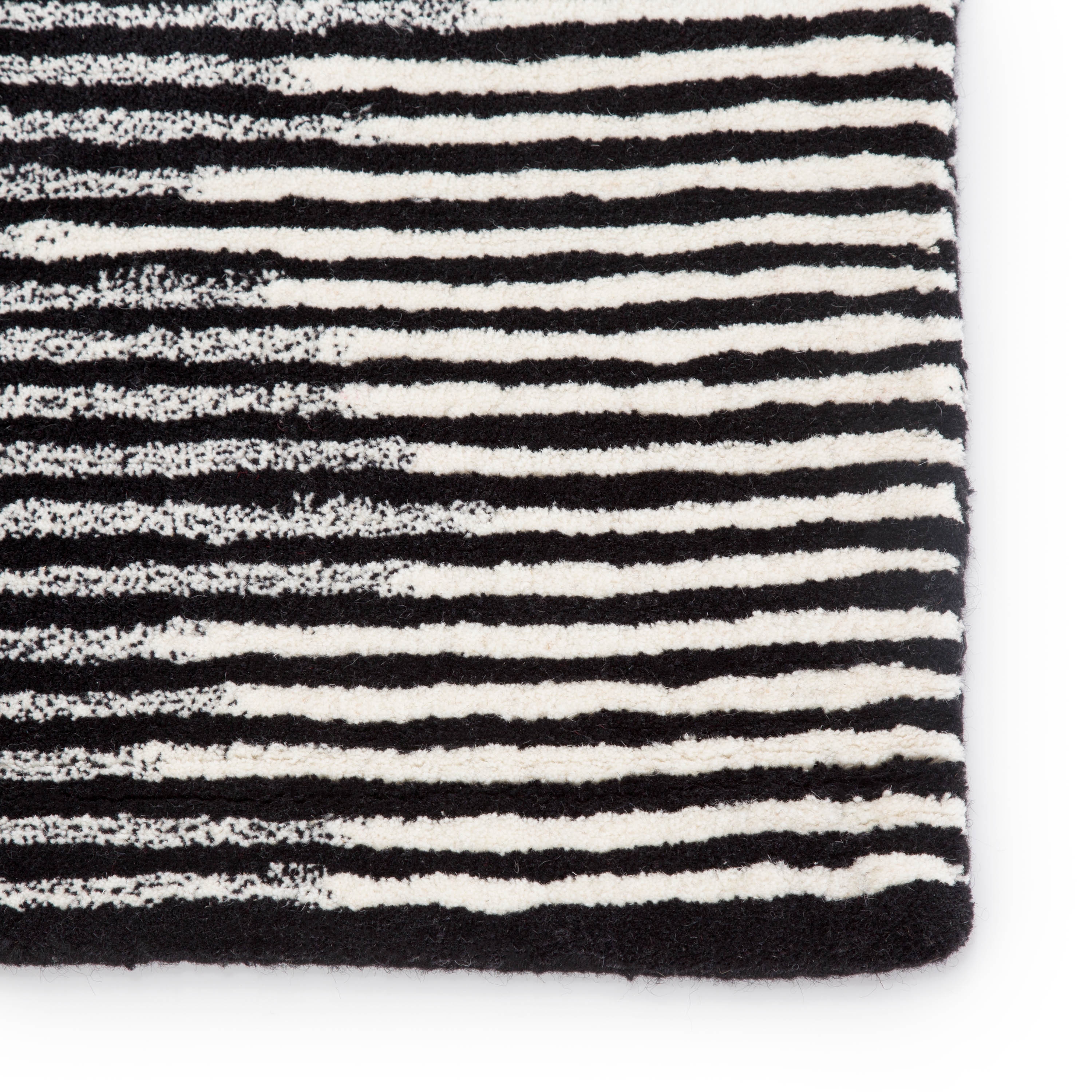 Tabo Handmade Stripe Black/ Cream Area Rug (9' X 12') - Image 3
