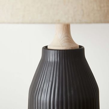 Roar & Rabbit Ripple Ceramic Table Lamp, Tall, Narrow Black, Set of 2 - Image 3