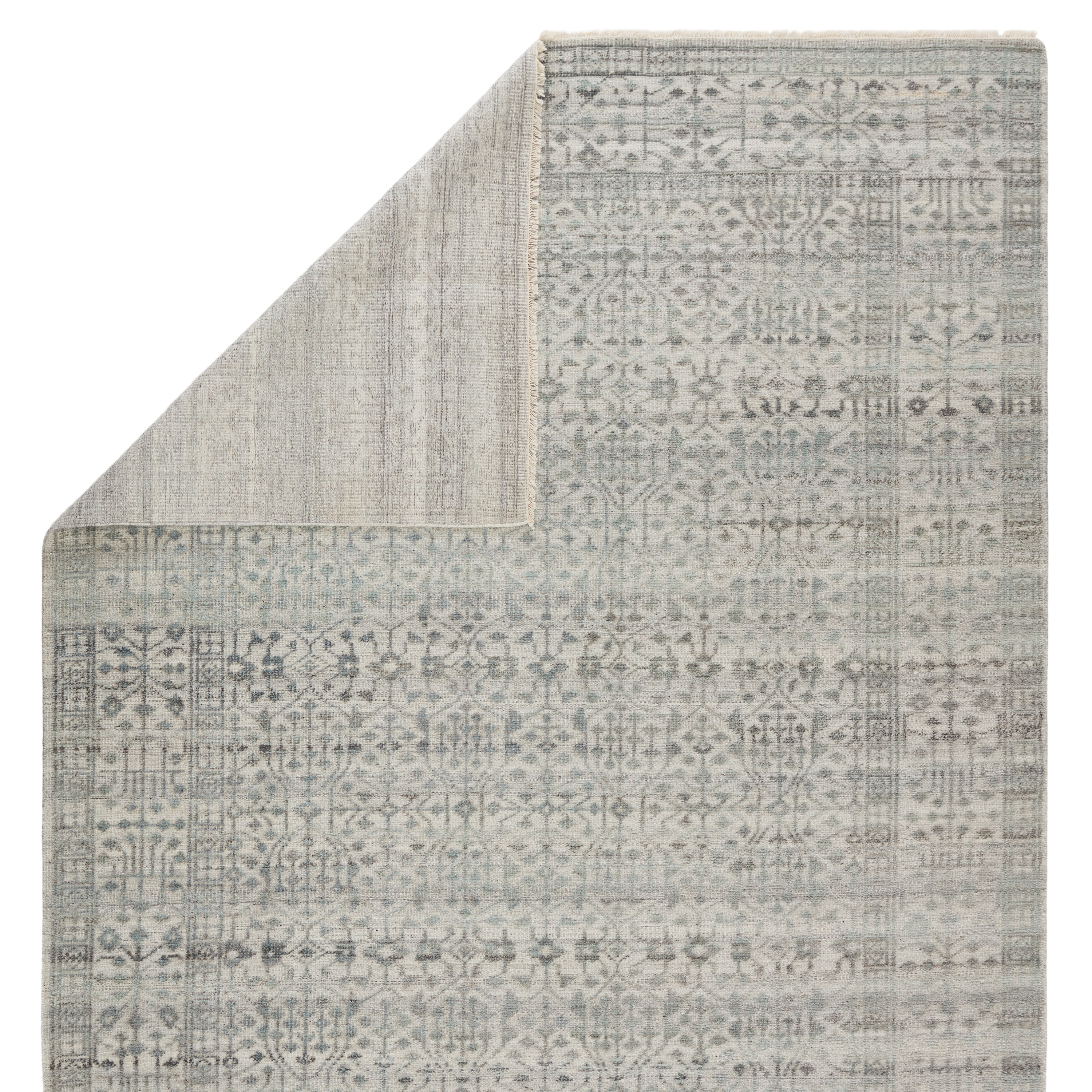 Arinna Hand-Knotted Tribal Gray/ Light Blue Area Rug (8'X10') - Image 2