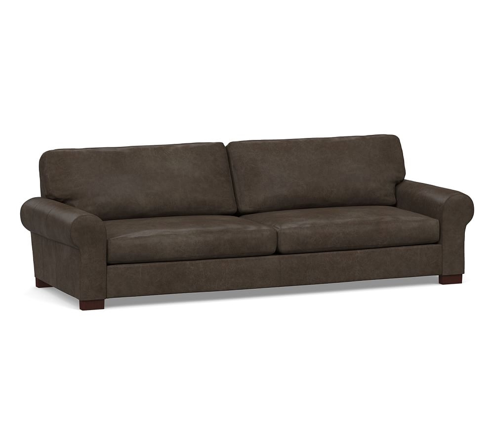 Turner Roll Arm Leather Grand Sofa 2-Seater 109", Down Blend Wrapped Cushions, Statesville Wolf Gray - Image 0