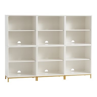 Blaire Triple Tall Bookcase with Shelves 6 Cubbies Simply White - Image 0