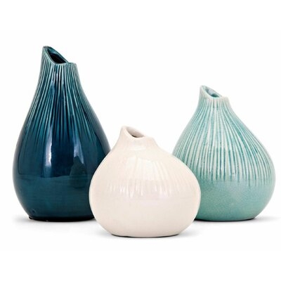 Saraland Teardrop Shaped Clay 3 Piece Table Vase Set - Image 0
