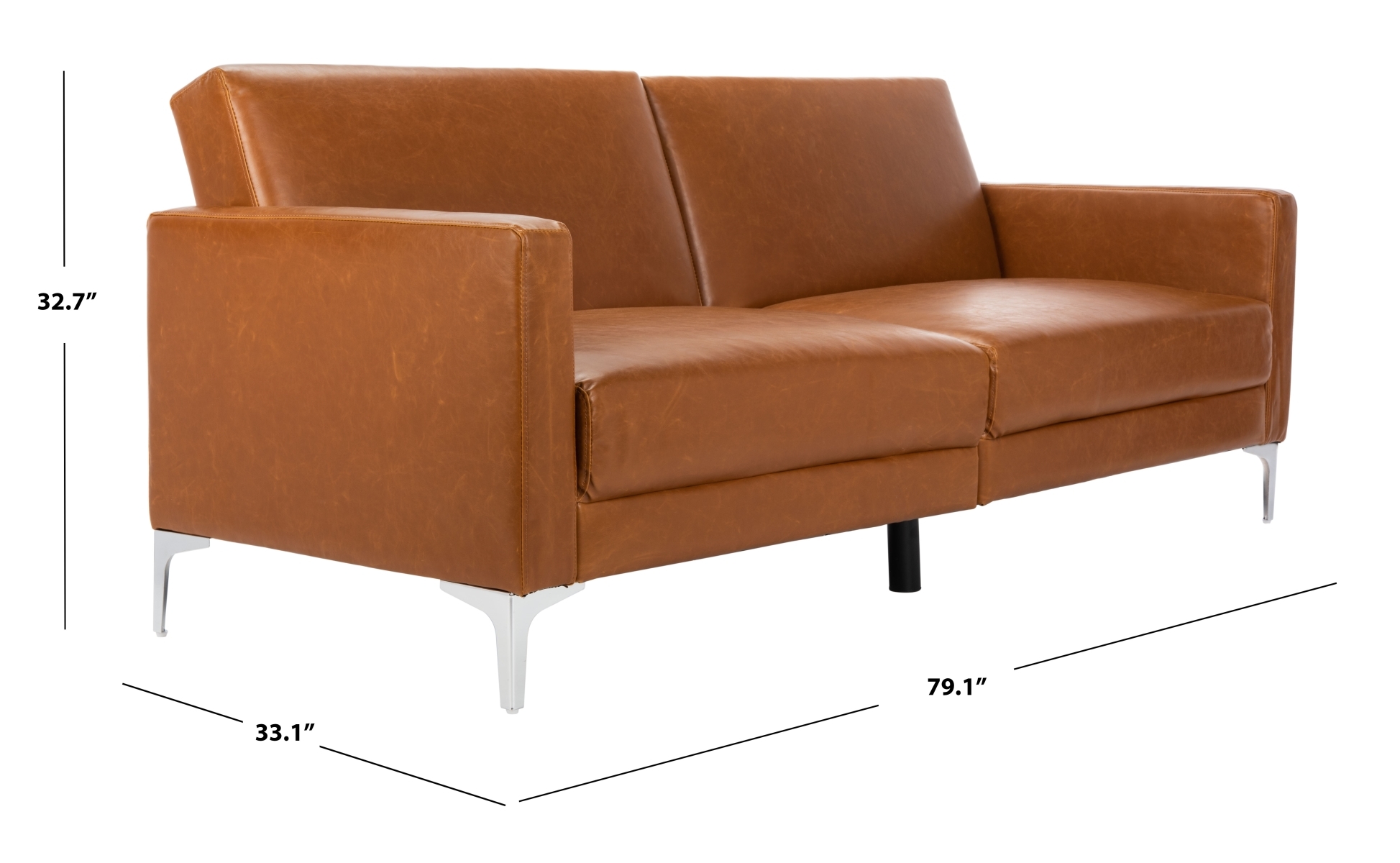 Chelsea Foldable Futon Bed - Cognac / Chrome - Safavieh - Image 9