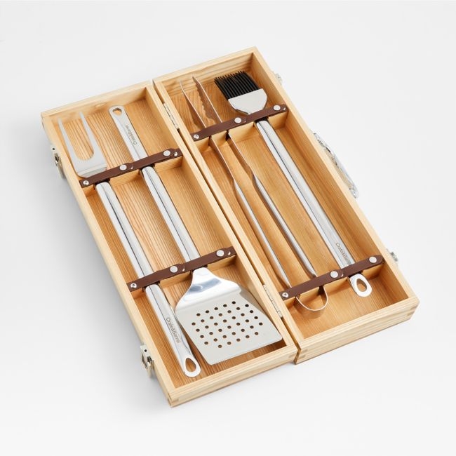Crate & Barrel 5-Piece Stainless Steel Grill Tool Set - Image 0