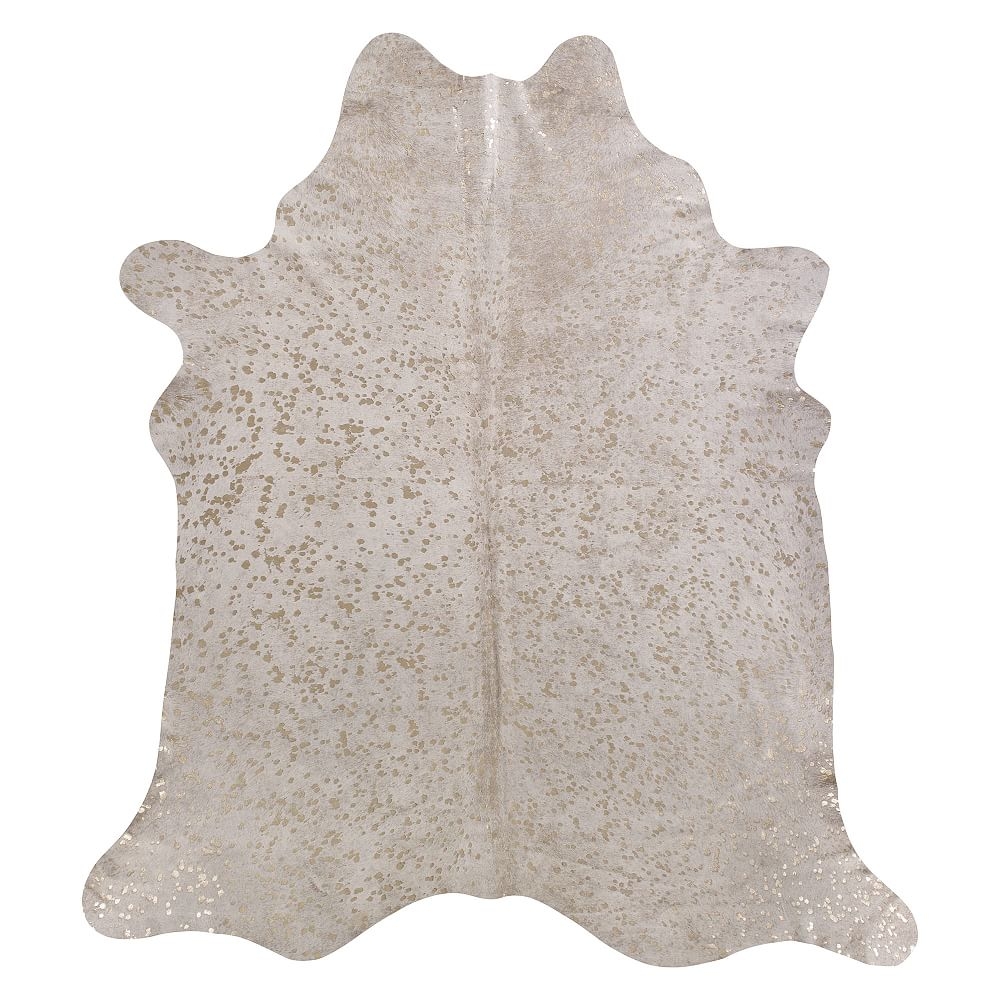 (DISCONTINUED) Silver Metallic Cowhide Rug, Silver, 6' x 7' - Image 0