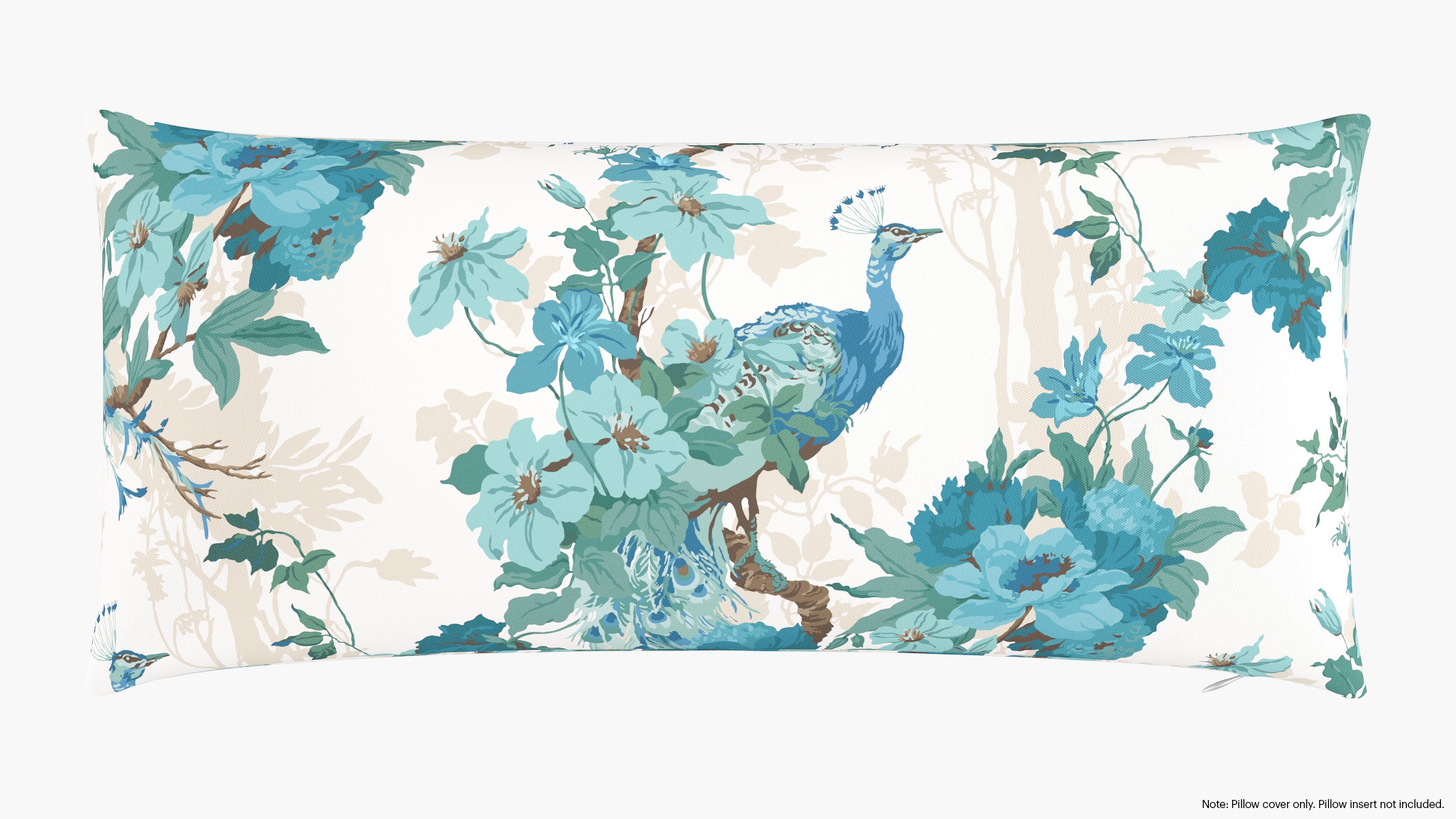 Throw Pillow Cover 14" x 30", Turquoise Peacock Park, 14" x 30" - Image 0