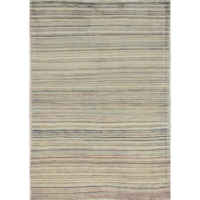 One-of-a-Kind Hand-Knotted Light Gray 3'9" x 5'7" Wool Area Rug - Image 0
