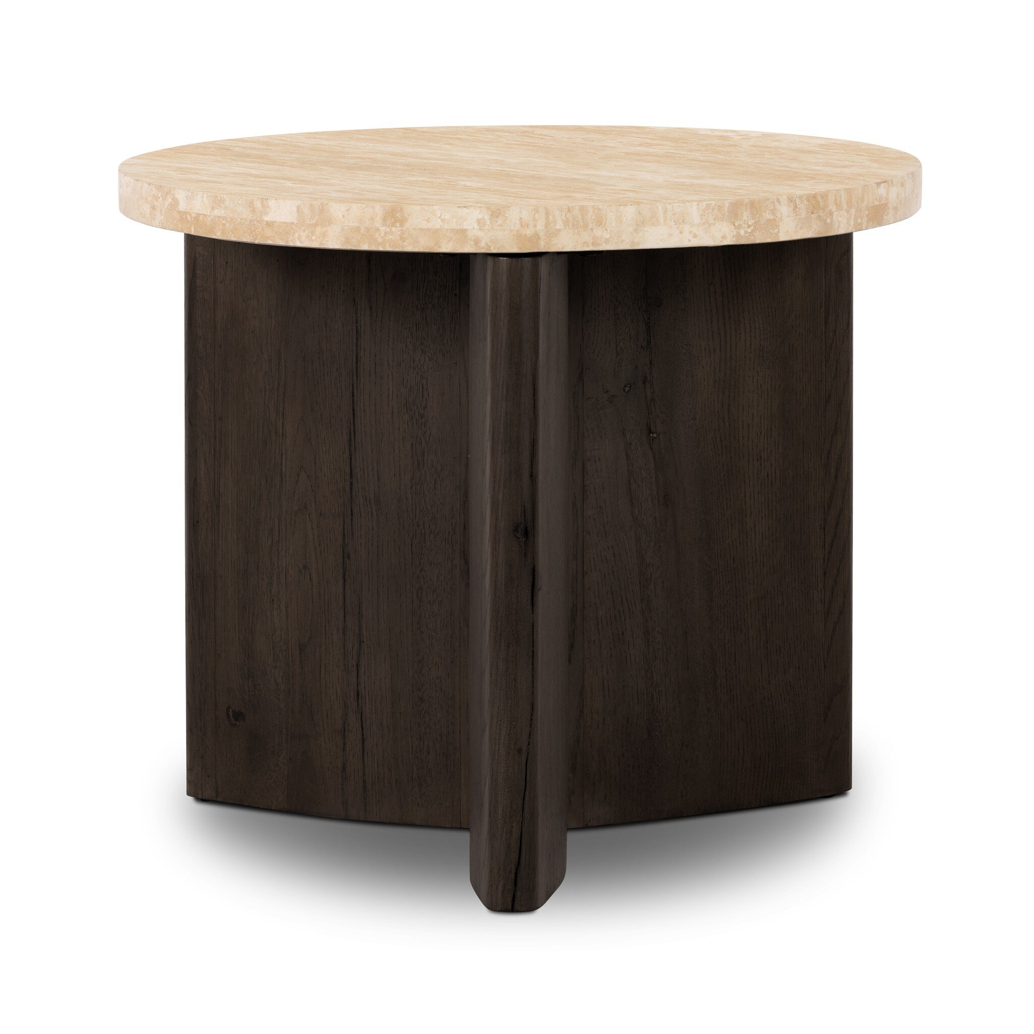 Toli End Table - Travertine - Image 2