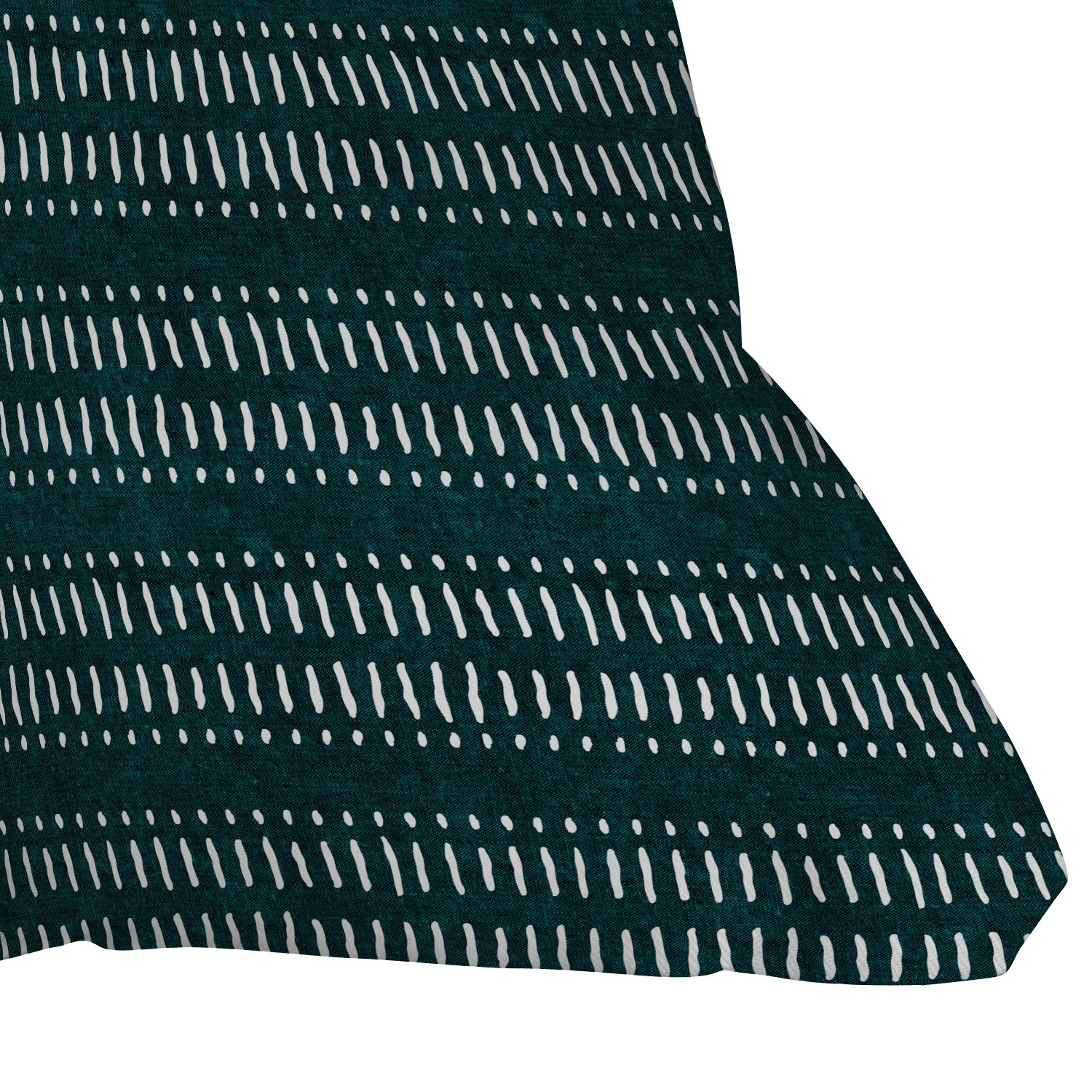 Dash Dot Stripes Dark Teal by Little Arrow Design Co - Outdoor Throw Pillow 18" x 18" - Image 2
