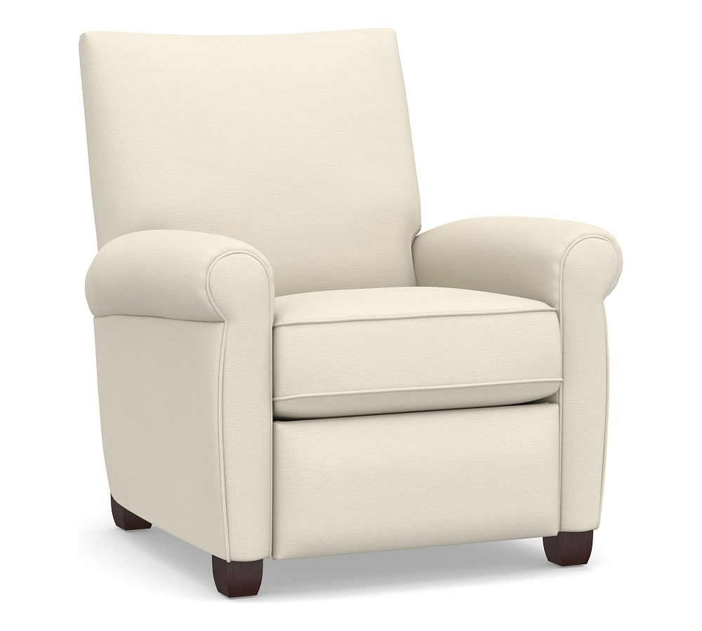 Grayson Roll Arm Upholstered Recliner, Polyester Wrapped Cushions, Park Weave Ivory - Image 0