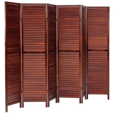 Sybil 6 Ft. Tall Wooden Louvered Room Divider Walnut 3 Panel - Image 0