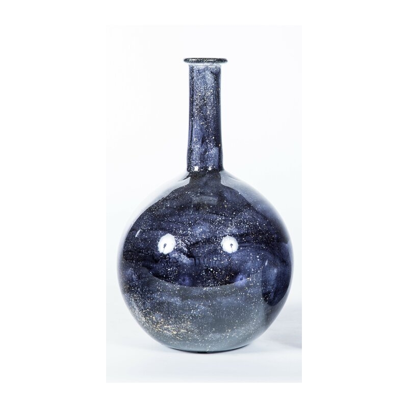 Prima Design Source Dark Blue/Gold 14"" Glass Table Vase - Image 0