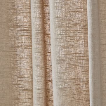 Textured Luxe Linen Curtain, Sand, 48"x108", Set of 2 - Image 1