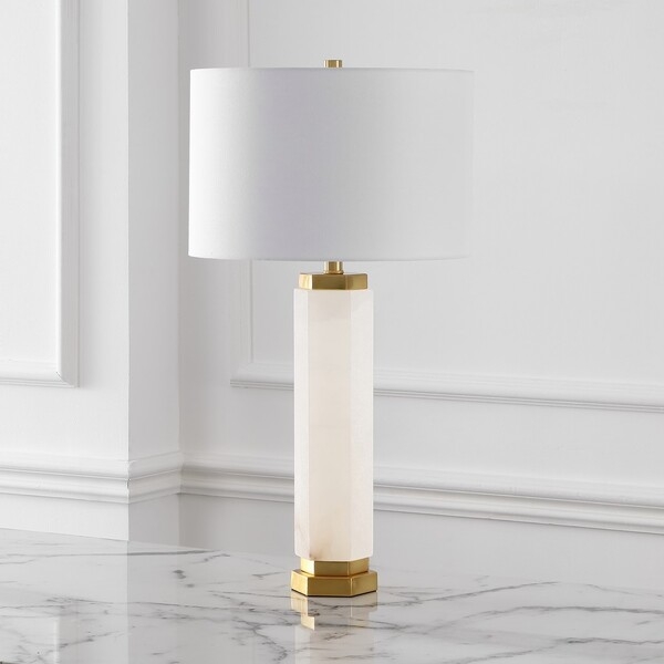 Safavieh Couture Lynsey Alabaster Table Lamp - Gold/White - Image 1