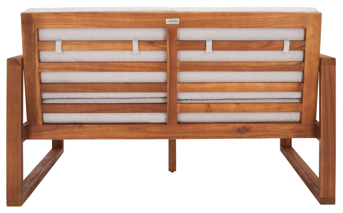 Emiko Outdoor Bench - Natural/Light Grey - Safavieh - Image 7