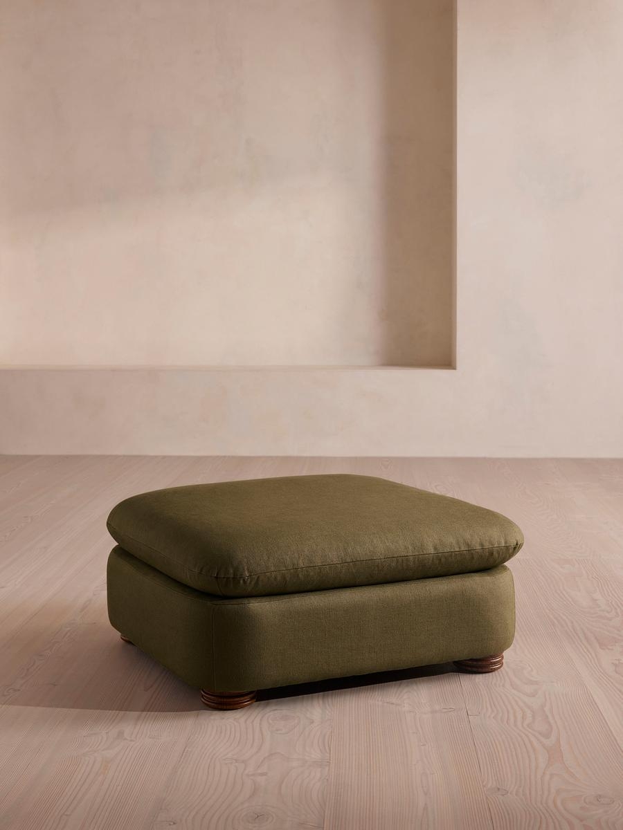 Rava Ottoman, Linen, Olive, US - Image 0