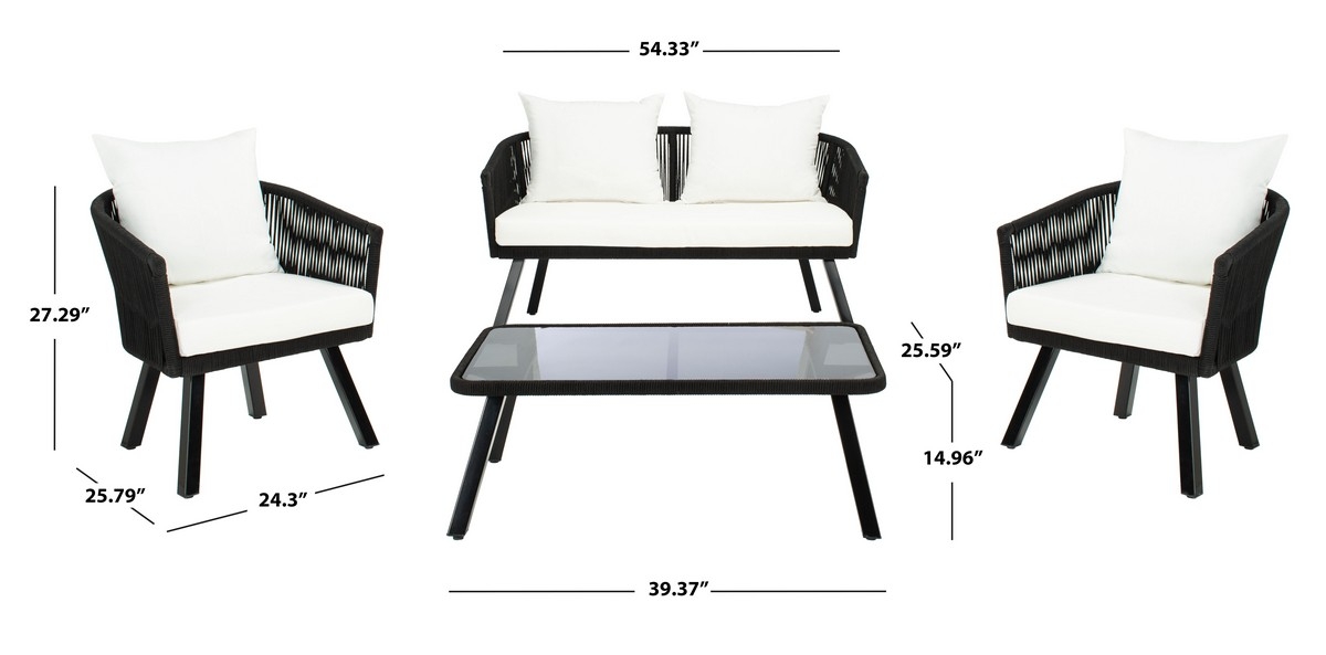 Belmi 4 Pc Rope Living Set - Black/Beige - Safavieh - Image 7