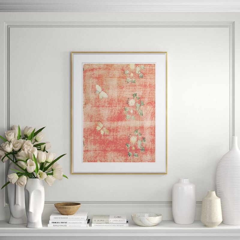 Soicher Marin 'Japanese Textile Design in Blush' Framed Graphic Art Print - Image 0