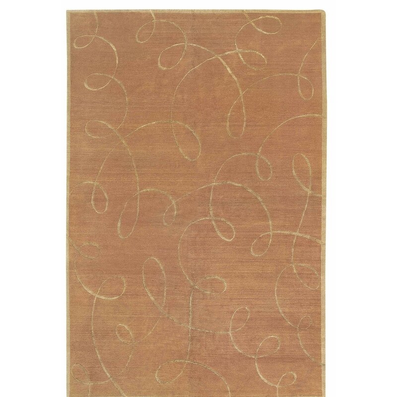 Tufenkian Waltz Abstract Hand Knotted Wool/Silk Orange Area Rug - Image 0