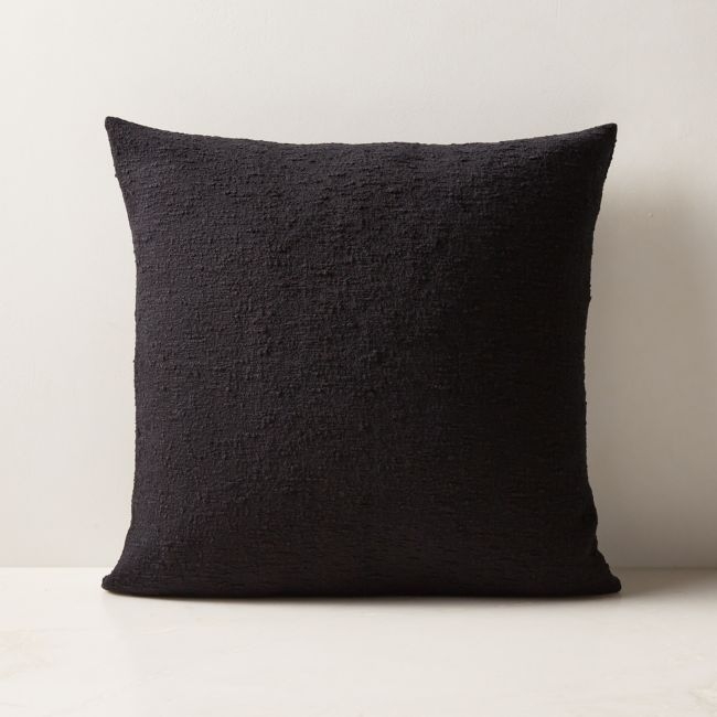Black Boucle Throw Pillow with Down-Alternative Insert 18"x18" - Image 0
