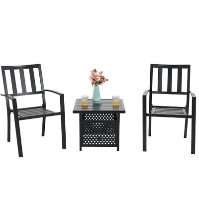 Outdoor Coffee Table With 2 Chairs Bistro Dinner Set Of 3 Persons - Image 0
