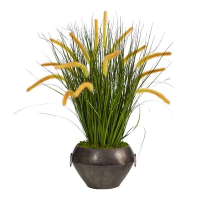 27In. Onion Grass Artificial Plant In Metal Bowl - Image 0