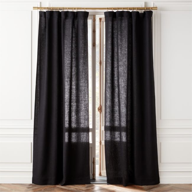 Heavyweight Black Linen Window Curtain Panel 48''x96'' - Image 0