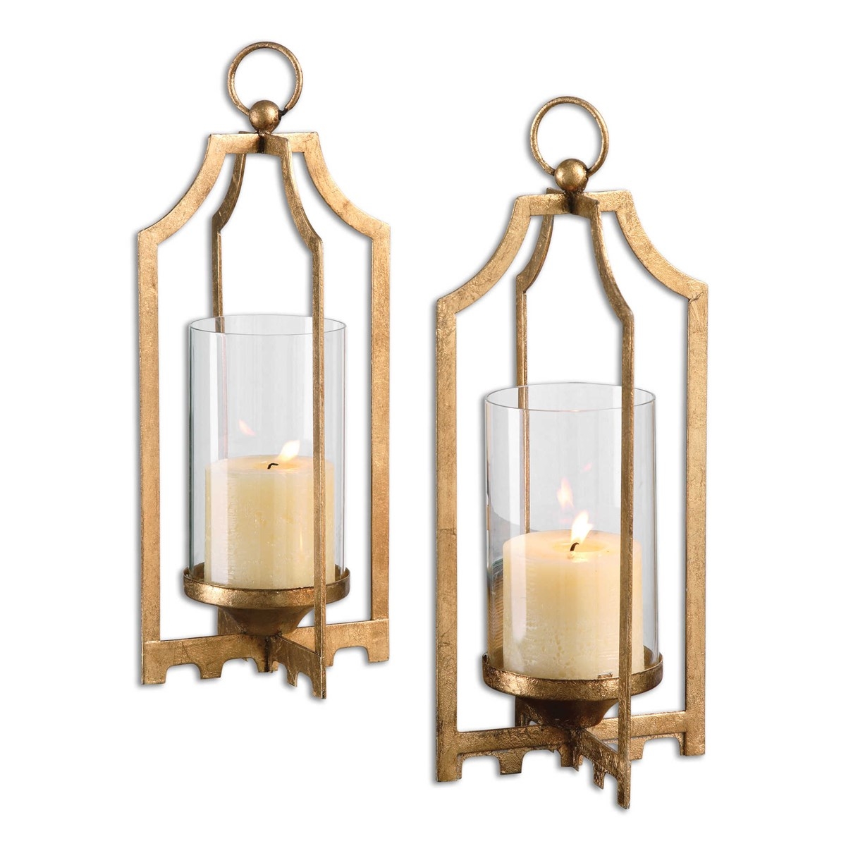 Lucy Gold Candleholders, Set of 2 - Image 0