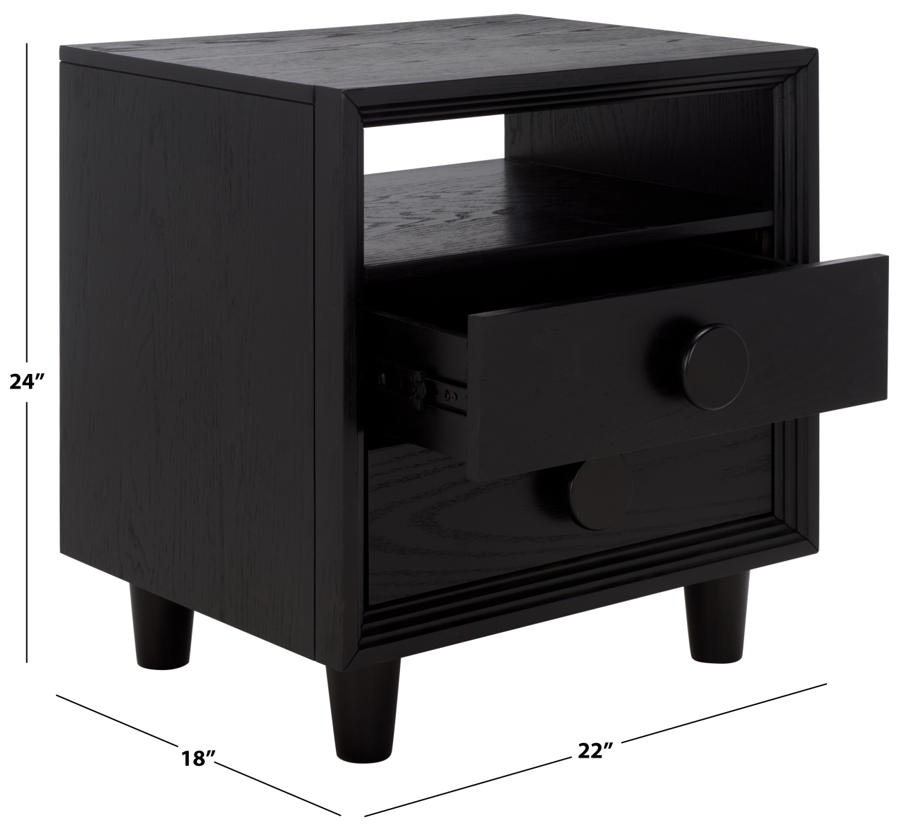 Akanksha 2 Drawer Nightstand - Black - Safavieh - Image 9