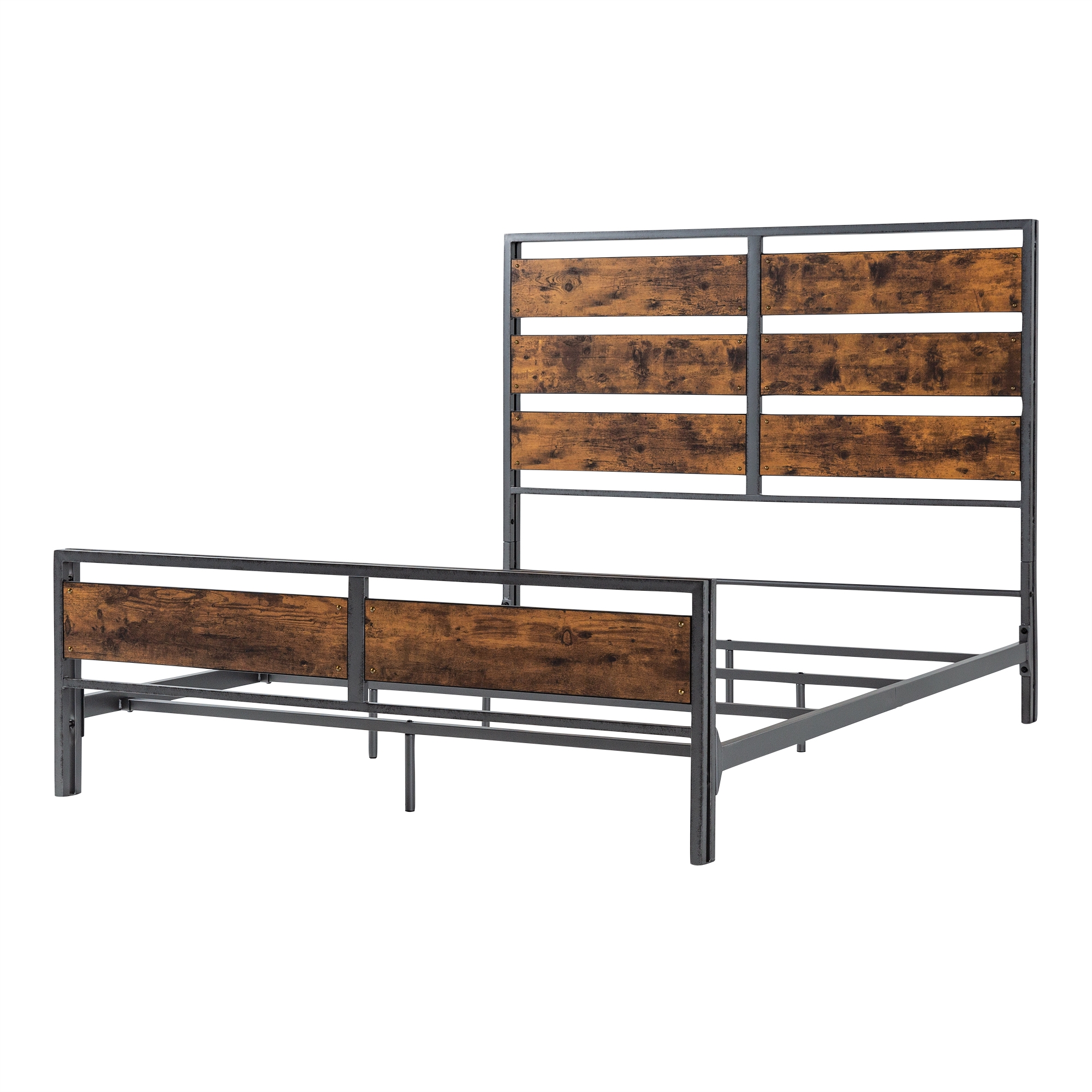 Industrial Metal & Wood Platform Bed - Thumbnail 4