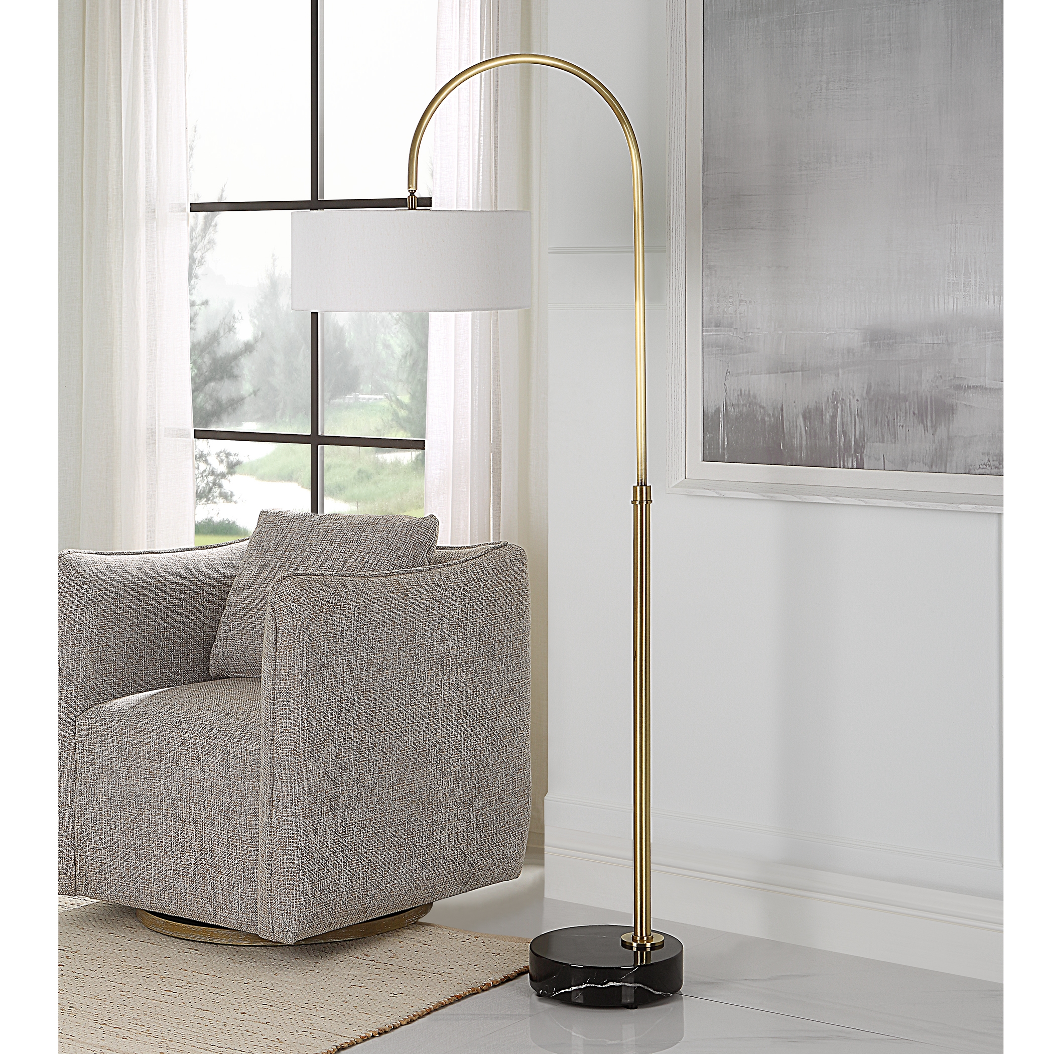 Huxford Brass Arch Floor Lamp - Image 2