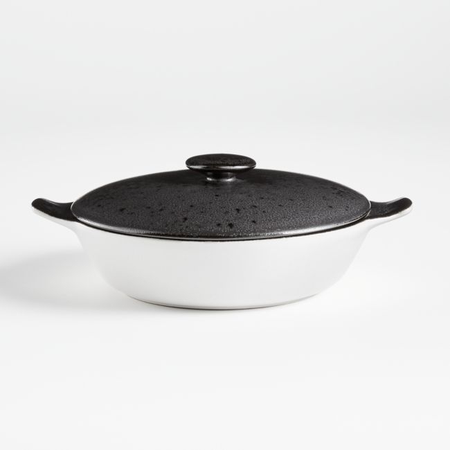 Coco Black-and-White Covered Round Dish - Image 0