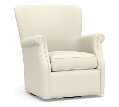 SoMa Minna Upholstered Swivel Armchair, Polyester Wrapped Cushions, Sunbrella Performance Essential Ivory - Image 0
