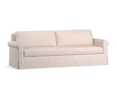 York Roll Arm Slipcovered Sofa 82.5", Bench Cushion, Down Blend Wrapped Cushions, Performance Heathered Tweed Pebble - Image 4