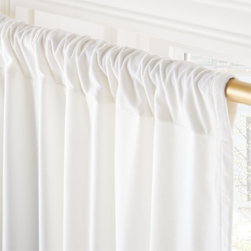 Cool White Organic Cotton Velvet Window Curtain Panel 48"x96'' - Image 2