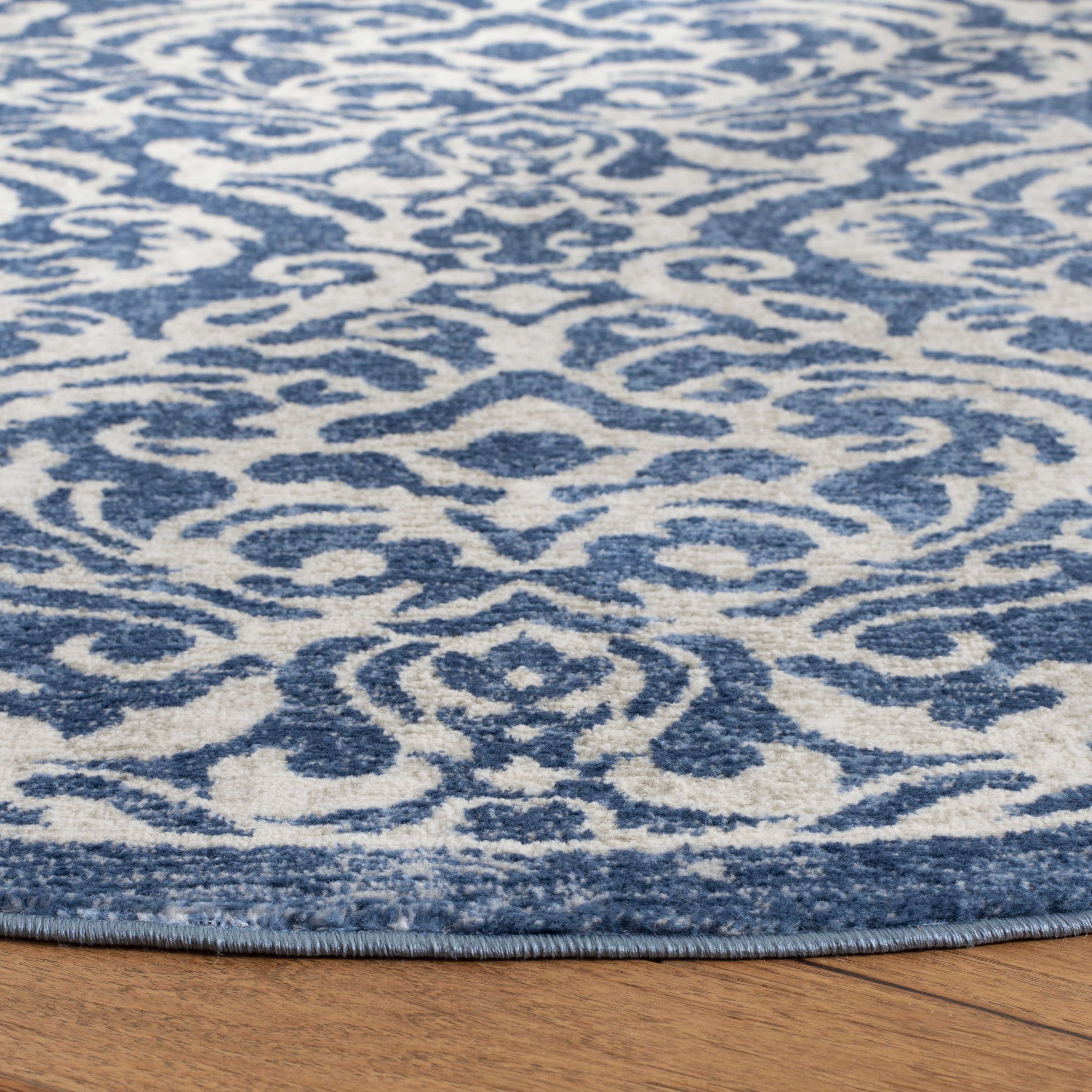 Arlo Home Woven Area Rug, BNT810N, Navy/Cream,  6' 7" X 6' 7" Round - Image 2
