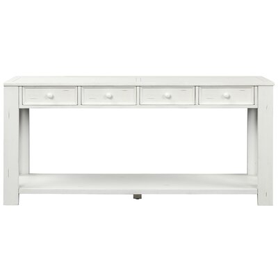 Console Table For Entryway Hallway Sofa Table With Storage Drawers And Bottom Shelf ( Antique White) - Image 0