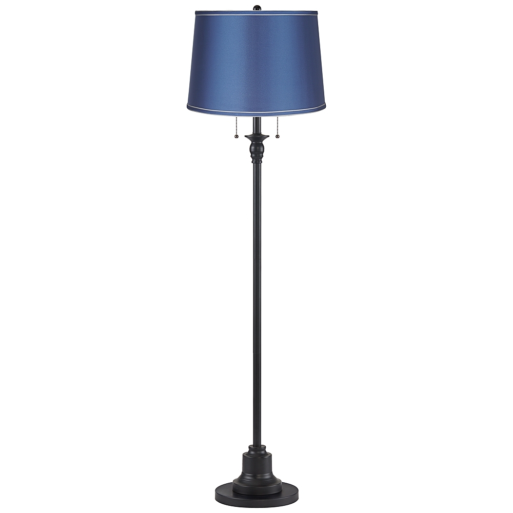 Dyna 58" High Black and Royal Blue Shade 2-Light Floor Lamp - Image 0
