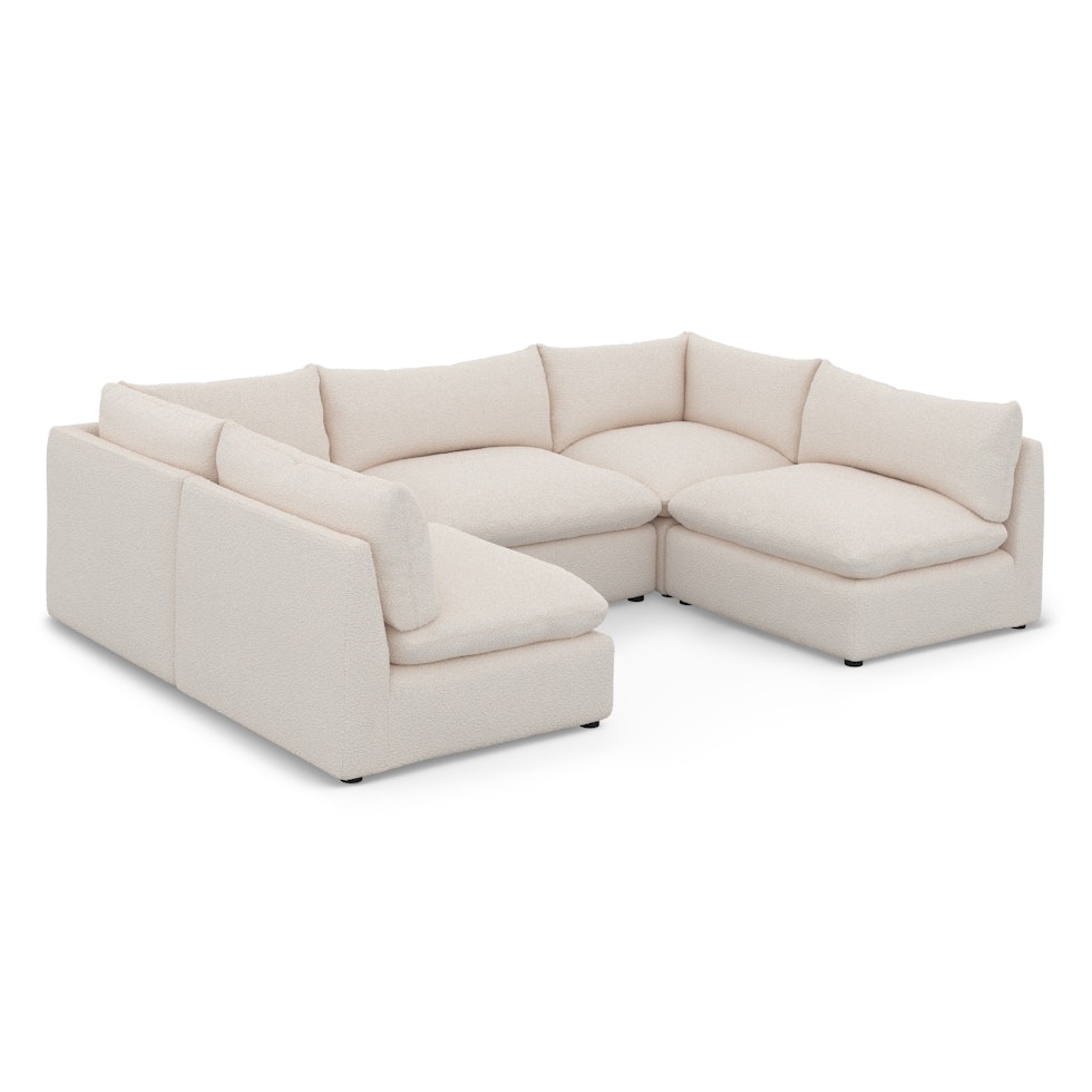 Leigh 121.5" Modular 3-Seater U-Shaped Sectional - Ivory Wool Bouclé - Image 0