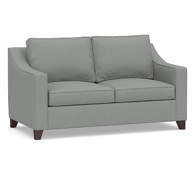 Cameron Slope Arm Upholstered Full Sleeper Sofa with Air Topper, Polyester Wrapped Cushions, Performance Brushed Basketweave Chambray - Image 0